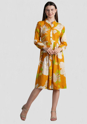 METRONAUT Women A-line Yellow Knee Length Dress