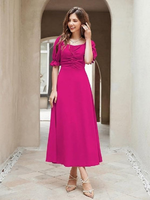 R B Jari Women A-line Pink Maxi/Full Length Dress