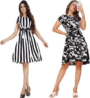 Rinra Women A-line Multicolor Knee Length Dress