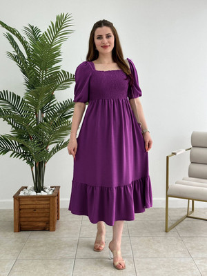 amar fashion Women Fit and Flare Purple Maxi/Full Length Dress