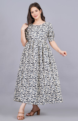 Fashion Unstoppable Women Fit and Flare Grey Midi/Calf Length Dress