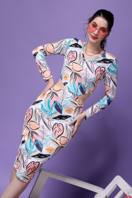 METRONAUT Women Bodycon Multicolor Knee Length Dress