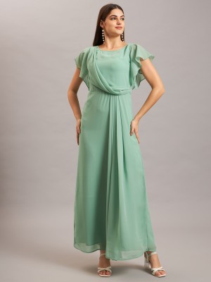 Eavan Women Pleated Green Dress