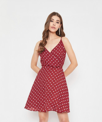 Berrylush Women Fit and Flare Red Mini/Short Dress