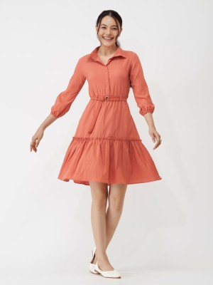 AASK Women Peplum Orange Dress