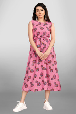 MAA FAB Women A-line Multicolor Midi/Calf Length Dress