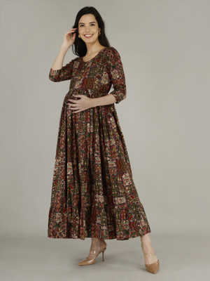 mahira Women Floral Print Anarkali Kurta(Green)