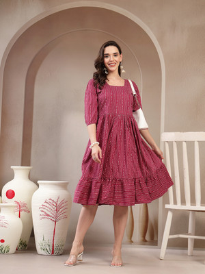Moda Rapido Women Asymmetric Multicolor Midi/Calf Length Dress
