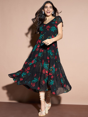METRONAUT Women Maxi Black Full Length Dress