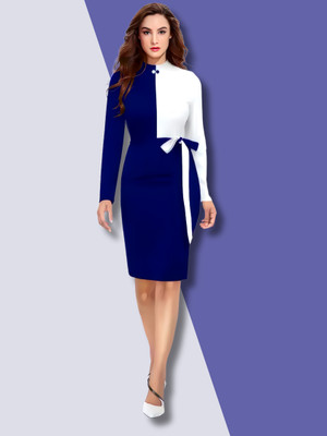 HEMANG FASHION Women Bodycon Blue Knee Length Dress