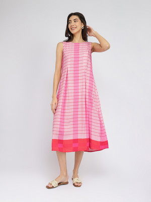 Pink Fort Women A-line Pink Midi/Calf Length Dress