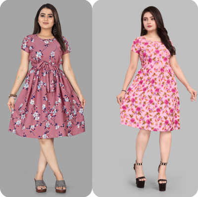 Khushi Fab Women Maxi Pink Knee Length Dress