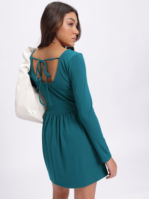 Glitchez Women Fit and Flare Green Mini/Short Dress