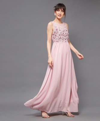 Miss Chase Women Sheath Pink Maxi/Full Length Dress