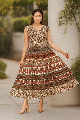 Dream of style Women Maxi Multicolor Midi/Calf Length Dress