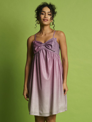 Globus Women A-line Purple Knee Length Dress