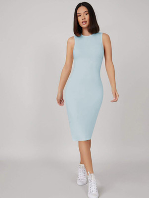 Toochki Women Bodycon Blue Midi/Calf Length Dress