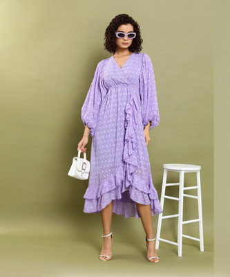 Tokyo Talkies Women Wrap Purple Midi/Calf Length Dress