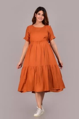 amaya creative center Women Gathered Orange Dress