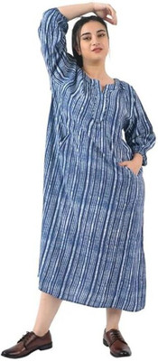 MOMIANDME Women Maxi Blue Midi/Calf Length Dress