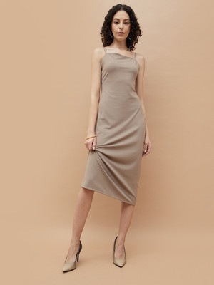 Ginger by Lifestyle Women Bodycon Brown Midi/Calf Length Dress