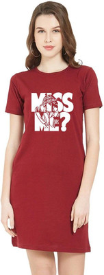 HouseOfCommon Women T Shirt Brown Above Knee/Mid Thigh Length Dress