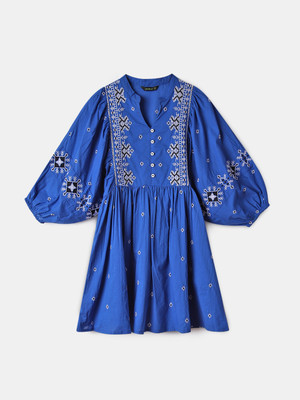 V-MART Women A-line Blue Above Knee/Mid Thigh Length Dress