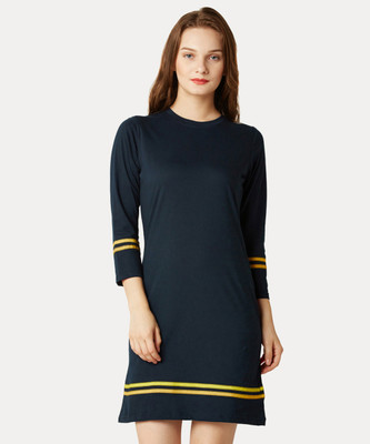 Miss Chase Women Shift Dark Blue Mini/Short Dress