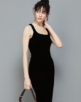 DESIGN PLUS FASHION Women Bodycon Black Midi/Calf Length Dress