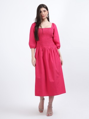 DRAPE AND DAZZLE Women Fit and Flare Pink Dress