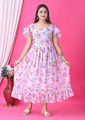 SK SHOPPING HOUSE Women A-line White Maxi/Full Length Dress