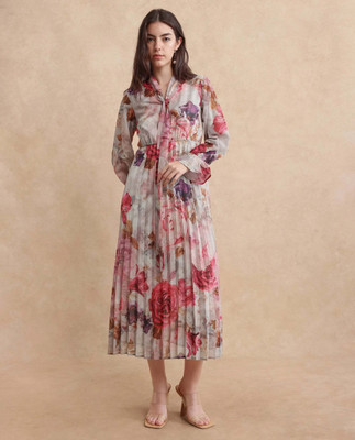RAREISM Women Fit and Flare Multicolor Maxi/Full Length Dress