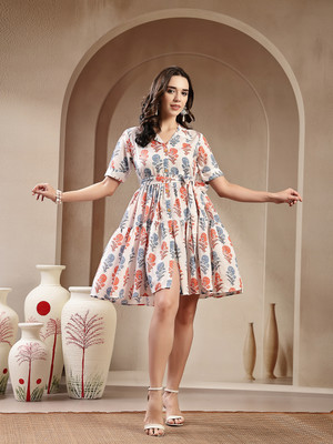 Stylum Women Fit and Flare Multicolor Below Knee Dress