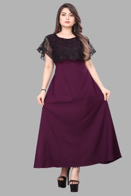 RYKER ENTERPRISE Women Fit and Flare Purple Dress