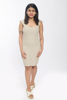 Komurr Women Bodycon Grey Above Knee/Mid Thigh Length Dress