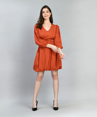 PRETTY LOVING THING Women Fit and Flare Brown Above Knee/Mid Thigh Length Dress
