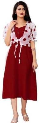 khodal creation Women Fit and Flare Maroon Dress