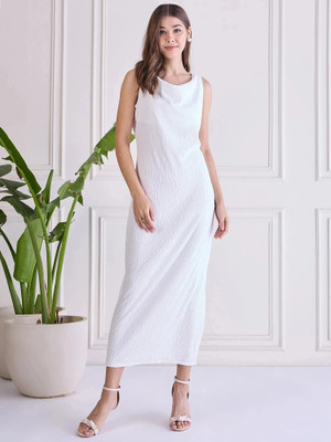 CHEMISTRY Women Bodycon White Midi/Calf Length Dress
