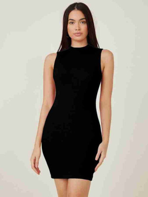 Zintom Women Bodycon Black Above Knee/Mid Thigh Length Dress