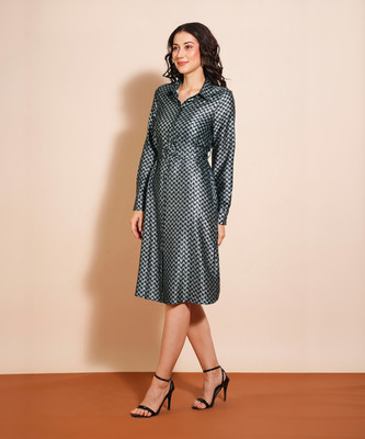 Globus Women A-line Green Midi/Calf Length Dress