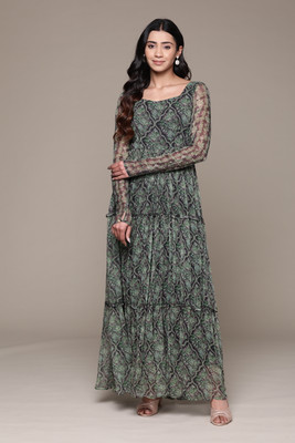 aarke Ritu Kumar Women Fit and Flare Black Maxi/Full Length Dress
