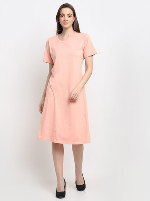 BRINNS Women A-line Pink Midi/Calf Length Dress