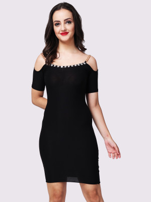 EastBay Women Bodycon Black Above Knee/Mid Thigh Length Dress