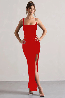 METRONAUT Women Bodycon Red Maxi/Full Length Dress