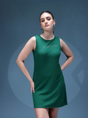 bebe Women A-line Green Above Knee/Mid Thigh Length Dress