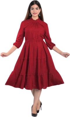 kc fashion Women Fit and Flare Maroon Dress