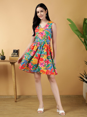KOTTY Women Fit and Flare Multicolor Mini/Short Dress