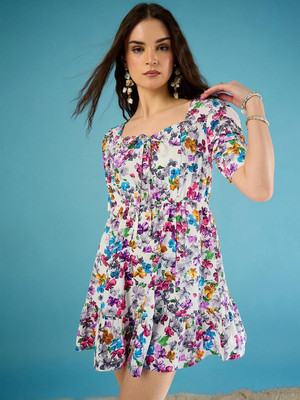 CORSICA Women A-line Multicolor Mini/Short Dress