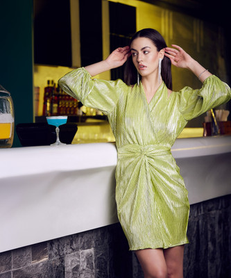 ATHENA Women Fit and Flare Green Mini/Short Dress