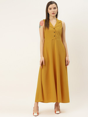 Dressberry Women A-line Yellow Maxi/Full Length Dress